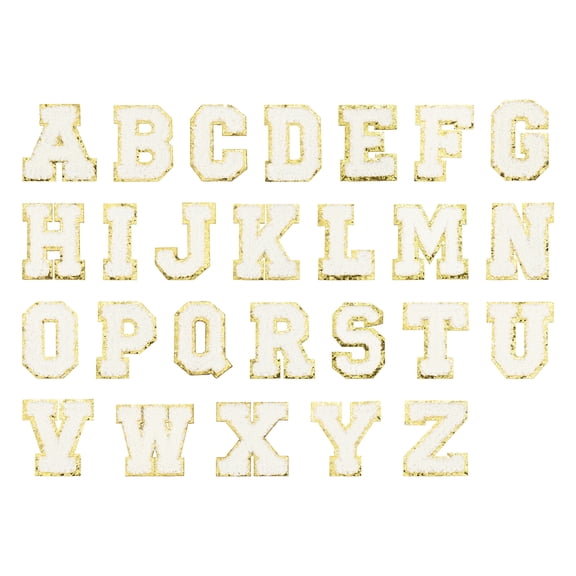 Uxcell Letters Patches, 104 Pcs Initial Letter A-Z Iron on Patch Embroidered Fabric Alphabet Stickers for Clothes Hats Makeup Bags DIY, White