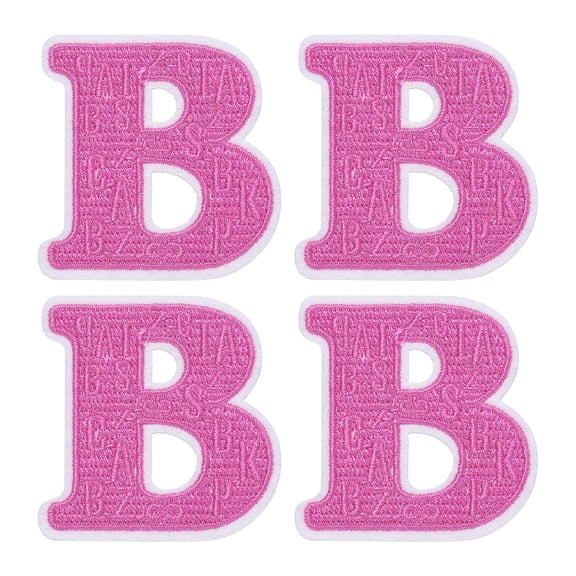 Uxcell Letters Patches, 4 Pcs Initial Letter B Iron on Patch Embroidered Fabric 2.76 Inch Alphabet Stickers for Clothes Hats Makeup Bags DIY, Pink
