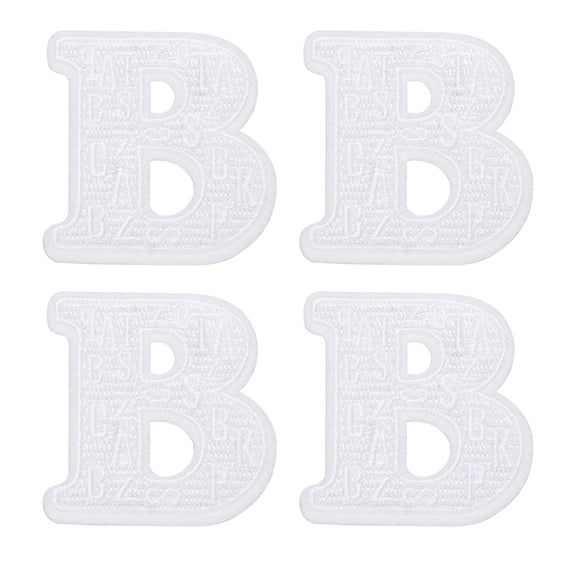 Uxcell Letters Patches, 4 Pcs Initial Letter B Iron on Patch Embroidered Fabric 2.76 Inch Alphabet Stickers for Clothes Hats Makeup Bags DIY, White