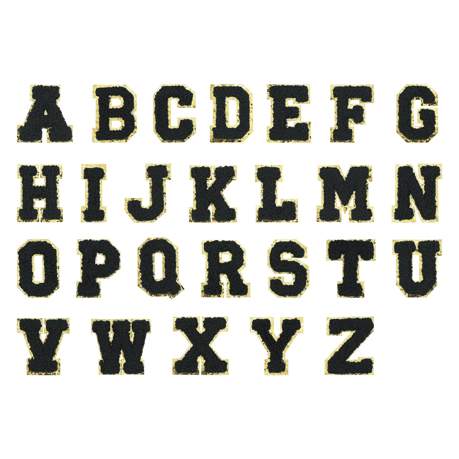 Uxcell Letters Patches, 52 Pcs Initial Letter A-Z Iron on Patch Embroidered Fabric Alphabet Stickers for Clothes Hats Makeup Bags DIY, Black