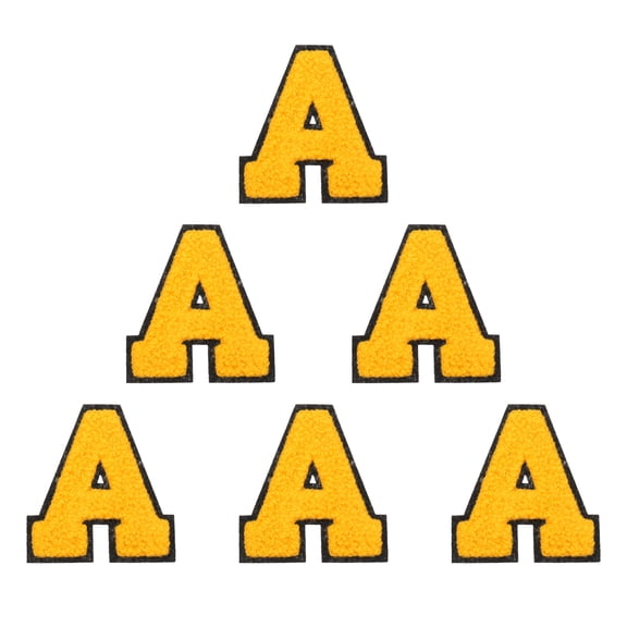 Uxcell Letters Patches, 6 Pcs Initial Letter A Iron on Patch Embroidered Fabric 2.76 Inch Alphabet Stickers for Clothes Hats Makeup Bags DIY, Yellow