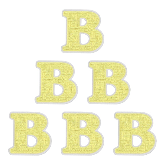 Uxcell Letters Patches, 6 Pcs Initial Letter B Iron on Patch Embroidered Fabric 2.76 Inch Alphabet Stickers for Clothes Hats Makeup Bags DIY, Gold Yellow