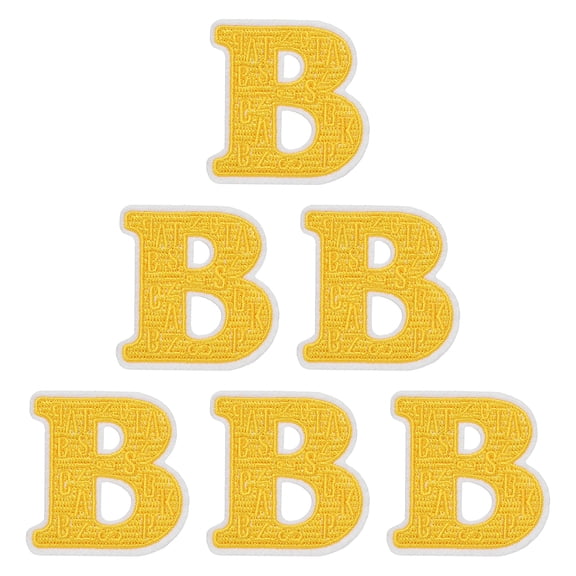 Uxcell Letters Patches, 6 Pcs Initial Letter B Iron on Patch Embroidered Fabric 2.76 Inch Alphabet Stickers for Clothes Hats Makeup Bags DIY, Light Yellow