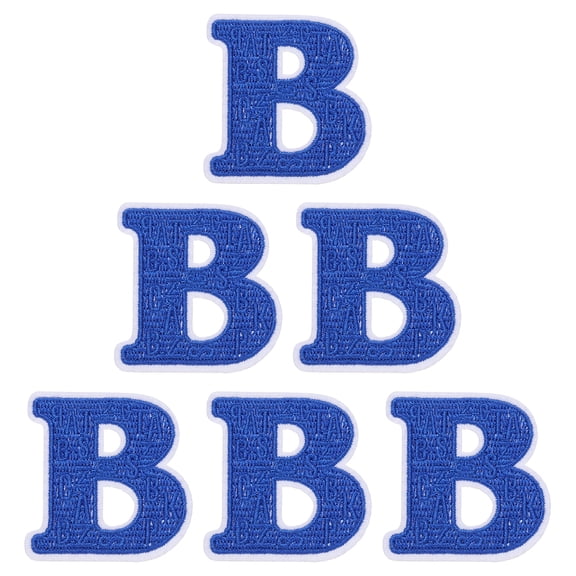 Uxcell Letters Patches, 6 Pcs Initial Letter B Iron on Patch Embroidered Fabric 2.76 Inch Alphabet Stickers for Clothes Hats Makeup Bags DIY, Blue