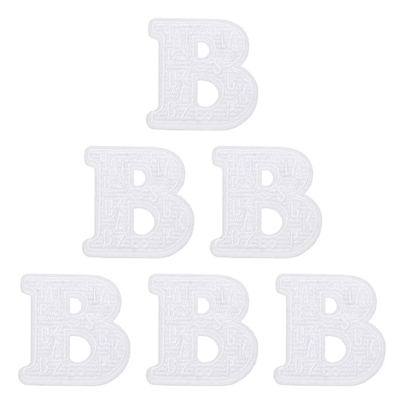 Uxcell Letters Patches, 6 Pcs Initial Letter B Iron on Patch Embroidered Fabric 2.76 Inch Alphabet Stickers for Clothes Hats Makeup Bags DIY, White