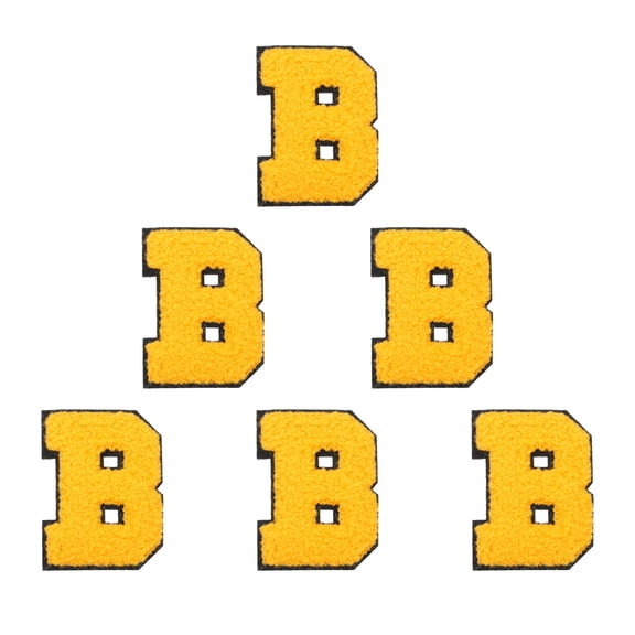 Uxcell Letters Patches, 6 Pcs Initial Letter B Iron on Patch Embroidered Fabric 2.76 Inch Alphabet Stickers for Clothes Hats Makeup Bags DIY, Yellow