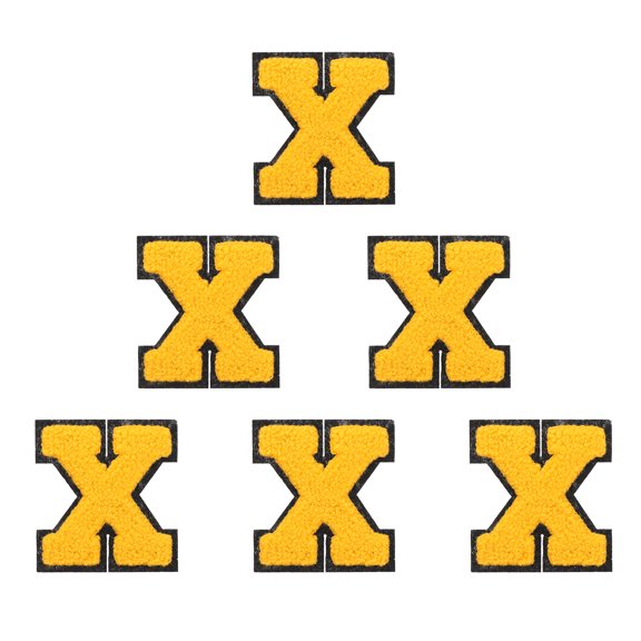 Uxcell Letters Patches, 6 Pcs Initial Letter X Iron on Patch Embroidered Fabric 2.76 Inch Alphabet Stickers for Clothes Hats Makeup Bags DIY, Yellow