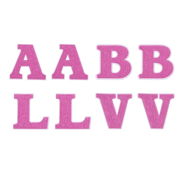 Uxcell Letters Patches, 8 Pcs Initial Letter A/B/L/V Iron on Patch Embroidered Fabric 2.76 Inch Alphabet Stickers for Clothes Hats Makeup Bags DIY, Pink