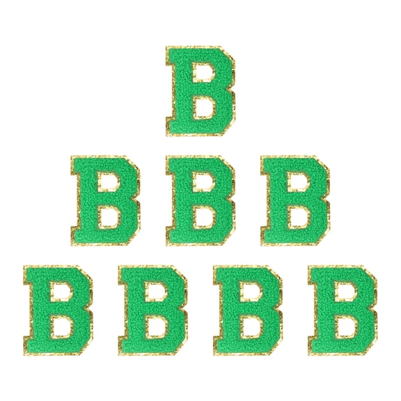 Uxcell Letters Patches, 8 Pcs Initial Letter B Iron on Patch Embroidered Fabric 2.76 Inch Alphabet Stickers for Clothes Hats Makeup Bags DIY, Green