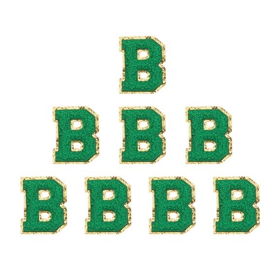 Uxcell Letters Patches, 8 Pcs Initial Letter B Self-Adhesive Patch Embroidered Fabric 2.76 Inch Alphabet Stickers for Clothes Hats Makeup Bags DIY, Dark Green