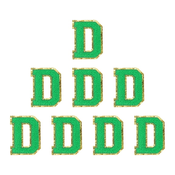 Uxcell Letters Patches, 8 Pcs Initial Letter D Iron on Patch Embroidered Fabric 2.76 Inch Alphabet Stickers for Clothes Hats Makeup Bags DIY, Green