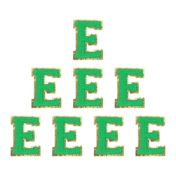 Uxcell Letters Patches, 8 Pcs Initial Letter E Iron on Patch Embroidered Fabric 2.76 Inch Alphabet Stickers for Clothes Hats Makeup Bags DIY, Green