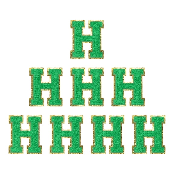 Uxcell Letters Patches, 8 Pcs Initial Letter H Iron on Patch Embroidered Fabric 2.76 Inch Alphabet Stickers for Clothes Hats Makeup Bags DIY, Green