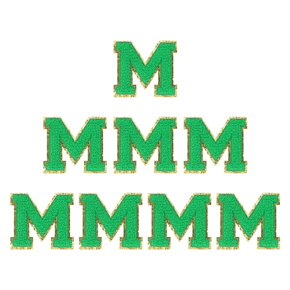 Uxcell Letters Patches, 8 Pcs Initial Letter M Iron on Patch Embroidered Fabric 2.76 Inch Alphabet Stickers for Clothes Hats Makeup Bags DIY, Green