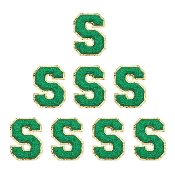 Uxcell Letters Patches, 8 Pcs Initial Letter S Self-Adhesive Patch Embroidered Fabric 2.76 Inch Alphabet Stickers for Clothes Hats Makeup Bags DIY, Dark Green