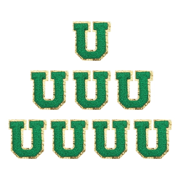 Uxcell Letters Patches, 8 Pcs Initial Letter U Self-Adhesive Patch Embroidered Fabric 2.76 Inch Alphabet Stickers for Clothes Hats Makeup Bags DIY, Dark Green