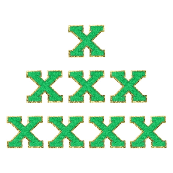 Uxcell Letters Patches, 8 Pcs Initial Letter X Iron on Patch Embroidered Fabric 2.76 Inch Alphabet Stickers for Clothes Hats Makeup Bags DIY, Green