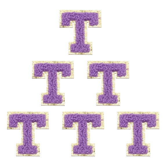 Uxcell Letters Patches, Initial Self-Adhesive Embroidered Fabric Alphabet Stickers for DIY Projects Purple T