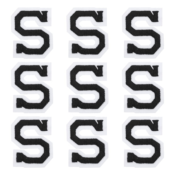 Uxcell Letters S Patches Black Iron-On Letters S Patch Sew Sew Embroidered Applique Patches for Clothing ,Pack of 9