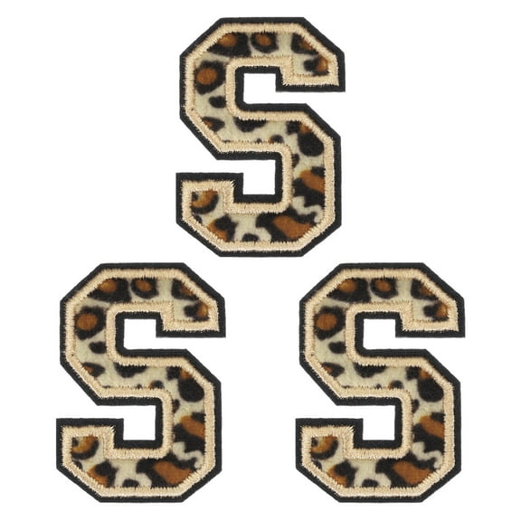 Uxcell Letters S Patches Leopard Iron-On Letters S Patch 6CM/2.36" Hot Melt Adhesive Process for Clothing Repair 3PCS
