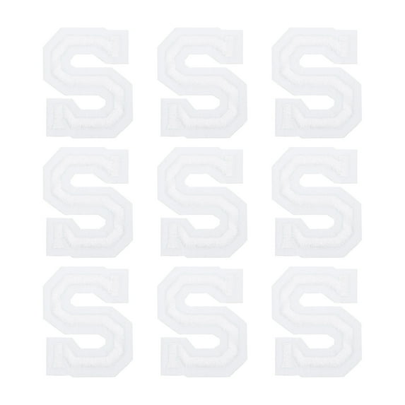 Uxcell Letters S Patches White Iron-On Letters S Patch Sew Sew Embroidered Applique Patches for Clothing ,Pack of 9