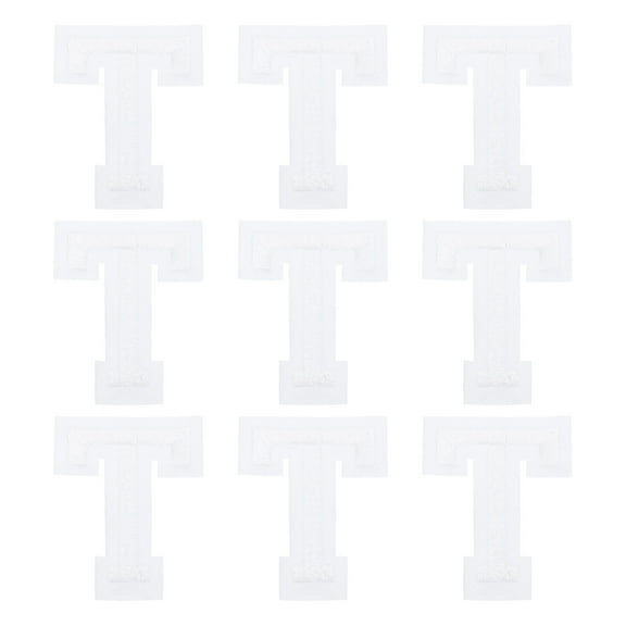 Uxcell Letters T Patches White Iron-On Letters T Patch Sew Sew Embroidered Applique Patches for Clothing ,Pack of 9