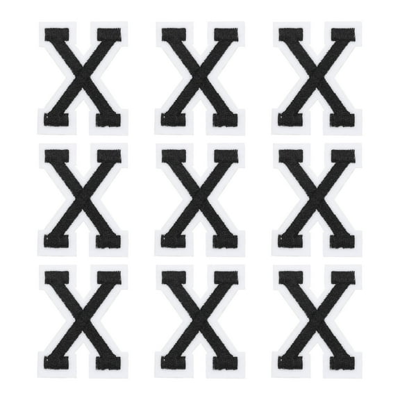 Uxcell Letters X Patches Black Iron-On Letters X Patch Sew Sew Embroidered Applique Patches for Clothing ,Pack of 9