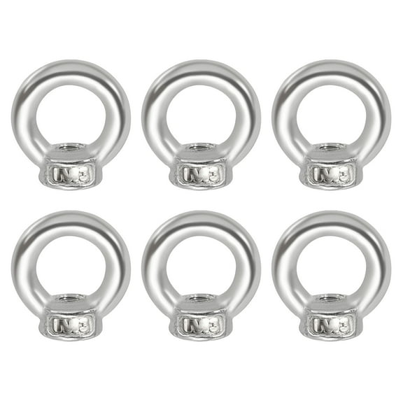 Uxcell Lifting Eye Nut M3, 304 Stainless Steel Thread Ring Shoulder Metric Eye Nuts Fastener for Marine Grade 6Pcs