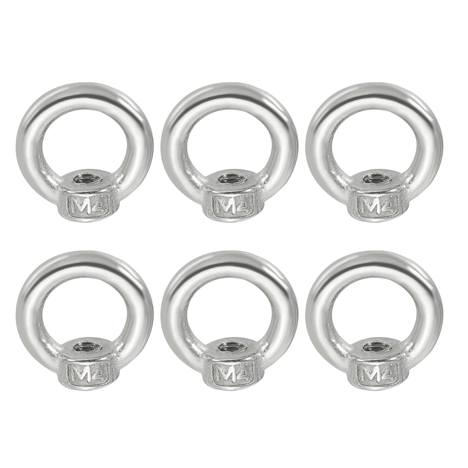 Uxcell Lifting Eye Nut M4, 304 Stainless Steel Thread Ring Shoulder Metric Eye Nuts Fastener for Marine Grade 6Pcs