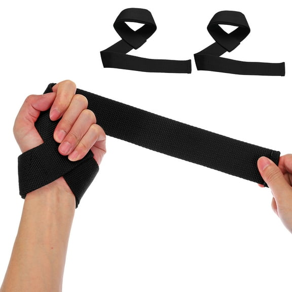 Uxcell Lifting Straps Gym, Gym Wrist Straps Padded for Weightlifting Gym Straps for Men Women, Black 2 Pcs