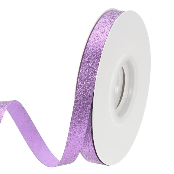 Uxcell Light Purple Metallic Glitter Ribbon Roll, 3/8 Inch x 25 Yards Sparkly Ribbon Single Sided Cut Edge Design Gift Wrapping Fabric Rolls for DIY Crafts Wedding Party Home Decor