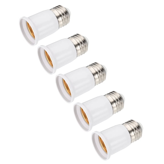 Uxcell Light Socket Extender Adapter 2.6" - 5 Pcs E26 to E26 Light Bulb Base Socket Adapter Extension Max 60W for Home DIY Standard Lamp Bulb Stand Lighting Fixture, White