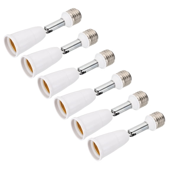 Uxcell Light Socket Extender Adapter 5.5" - 6 Pcs E26 to E26 Light Bulb Base Socket Adapter Extension Max 60W for Home DIY Standard Lamp Bulb Stand Lighting Fixture, White