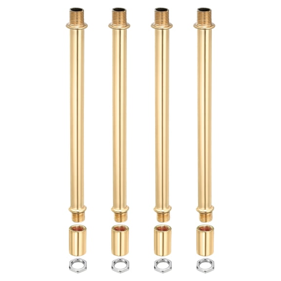 Uxcell Lighting Downrod 6 Inch Long M10 Threaded Extension Rod Lighting Fixtures Gold Tone 4 Set