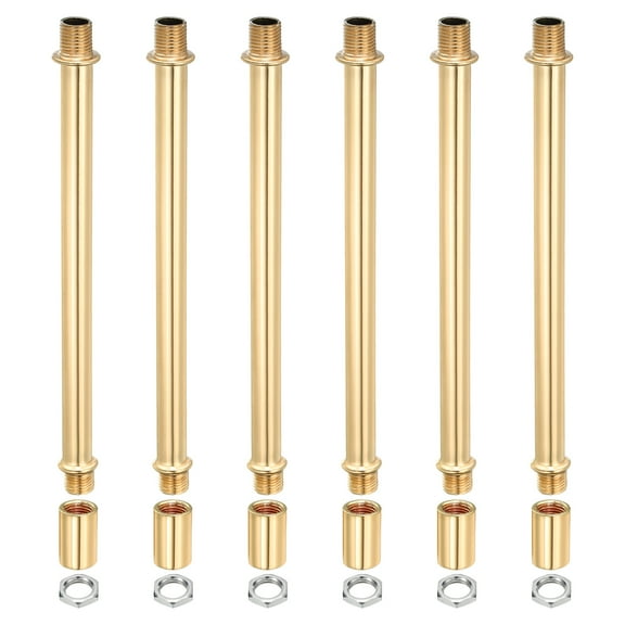 Uxcell Lighting Downrod 6 Inch Long M10 Threaded Extension Rod Lighting Fixtures Gold Tone 6 Set