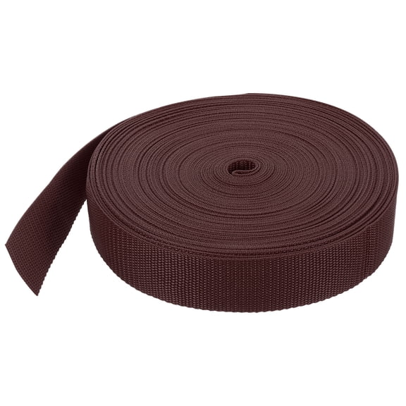 Uxcell Lightweight Polypropylene Webbing Strap 3.8cm 25 Yard Backpack Strapping Band Brown for Luggage Cargo Straps