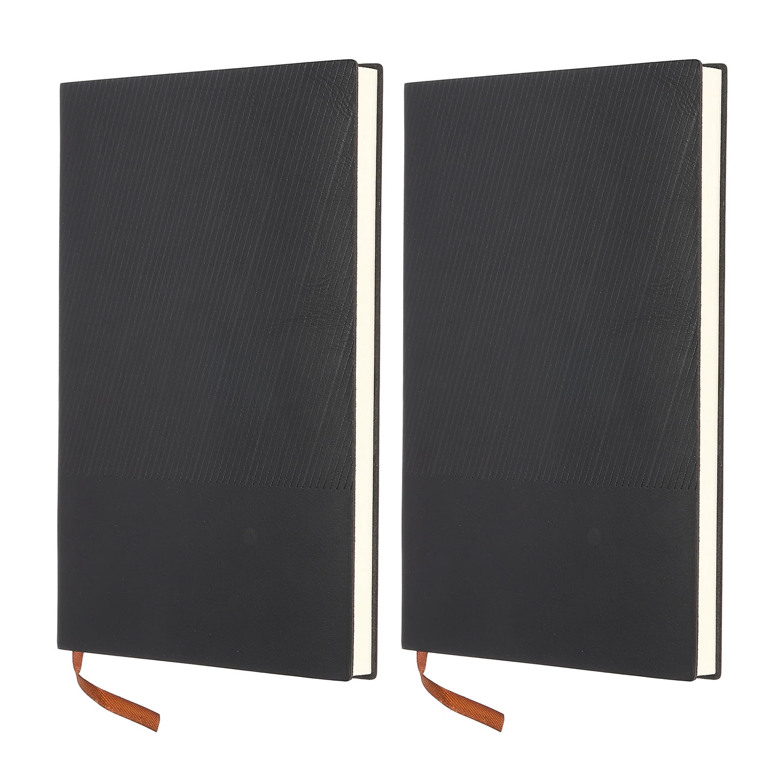Uxcell Lined Journal Notebook 8.3" x 5.7", 2 Pcs A5 98 Pages Journaling Notebooks 80 GSM Thick Paper, Pu Leather Daily Journal Book Ribbed Texture, Black