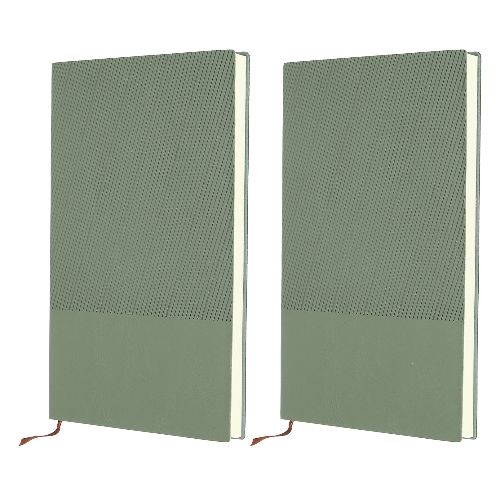 Uxcell Lined Journal Notebook 8.3" x 5.7", 2 Pcs A5 98 Pages Journaling Notebooks 80 GSM Thick Paper, Pu Leather Daily Journal Book Ribbed Texture, Green
