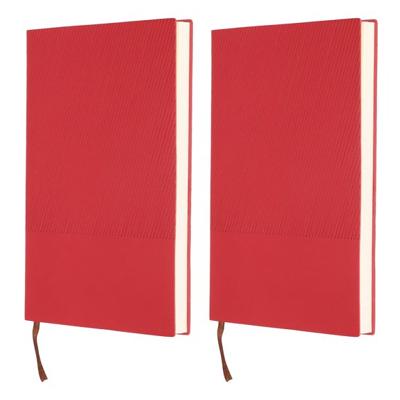 Uxcell Lined Journal Notebook 8.3" x 5.7", 2 Pcs A5 98 Pages Journaling Notebooks 80 GSM Thick Paper, Pu Leather Daily Journal Book Ribbed Texture, Red
