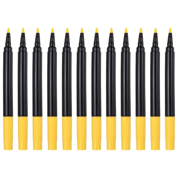 Uxcell Liquid Chalk Markers, 12 Pcs Chalk Board Dry Wet Erase Pens Fine Tip Washable Window Marker Pens for Blackboard Home Kitchen Fridge Calendar Whiteboard Clear Glass, Bright Yellow