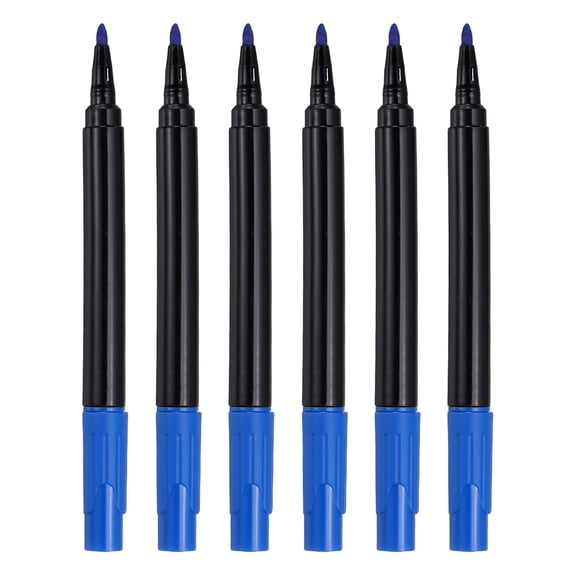 Uxcell Liquid Chalk Markers, 6 Pcs Chalk Board Dry Wet Erase Pens Fine Tip Washable Window Marker Pens for Blackboard Home Kitchen Fridge Calendar Whiteboard Clear Glass, Dark Blue