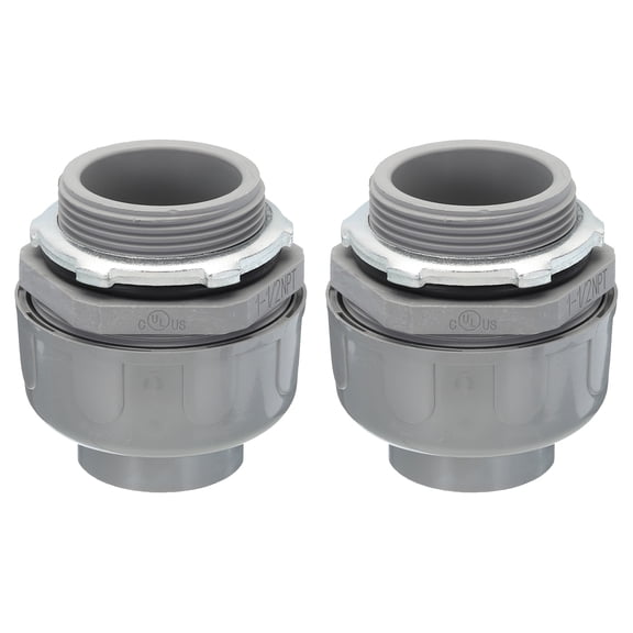 Uxcell Liquid Tight Connector 1-1/2NPT Non-metallic Electrical Conduit Fitting Pack of 2(Straight,180D)