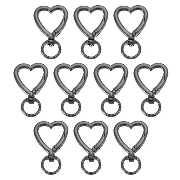 Uxcell Little Heart Keychain Clip, Little Heart Swivel Key Ring Snap Hook Clip Zinc Alloy Trigger Spring Buckle Black 1.61"x1.02"x0.71"