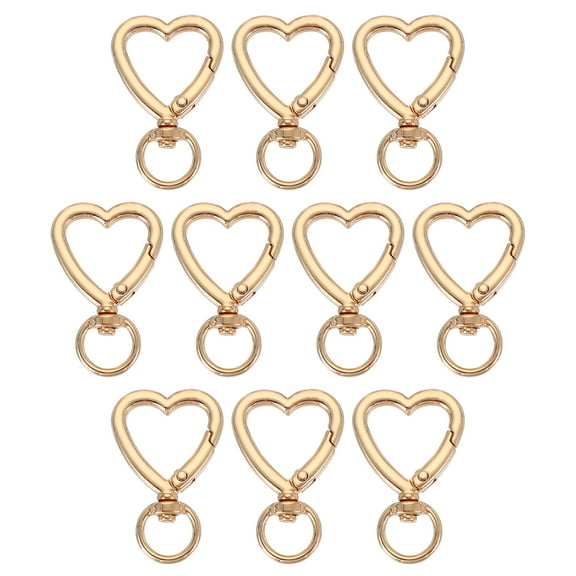 Uxcell Little Heart Keychain Clip, Little Heart Swivel Key Ring Snap Hook Clip Zinc Alloy Trigger Spring Buckle Light Gold 1.61"x1.02"x0.71"