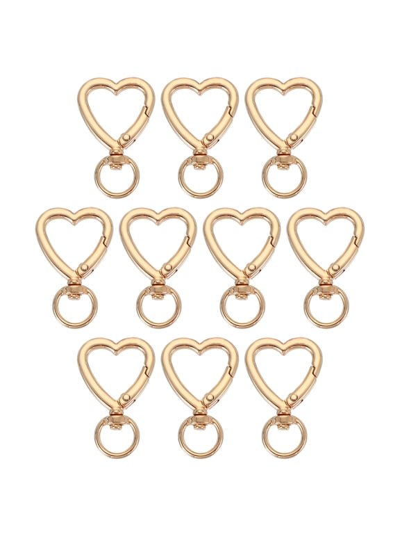 Little Heart Keychain Clip, Little Heart Swivel Key Ring Snap Hook Clip Zinc Alloy Trigger Spring Buckle Light Gold 1.61"x1.02"x0.71"