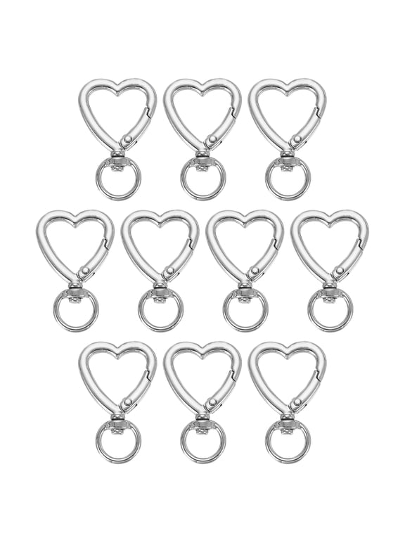 Little Heart Keychain Clip, Little Heart Swivel Key Ring Snap Hook Clip Zinc Alloy Trigger Spring Buckle Silver 1.61"x1.02"x0.71"