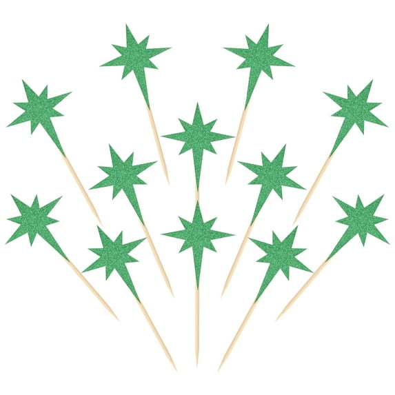 Uxcell Little Star Cupcake Toppers, Sparkle Star Cupcake Picks Birthday Cake Decoration Green 30