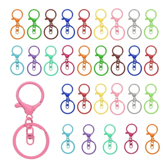 Uxcell Lobster Claw Clasp Hook Keychain with Swivel Trigger Clip Flat Split Keychain Ring, Colorful, 30Pcs