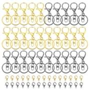 Uxcell Lobster Claw Clasps Keychain, 30 Pcs Metal Lobster Claw Clasp Hook with Swivel Trigger Clip and Keychain Ring for Diy Craft Key Chain Accessories, Gold/Black Gray