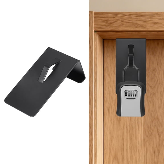 Uxcell Lock Box Door Mount Bracket, (4.8 x 2.5 Inch, Black), Heavy Duty Over the Door Hooks Security Lock Box Hanger, Suit for - Keys/Airbnb Hosts/Emergency Access